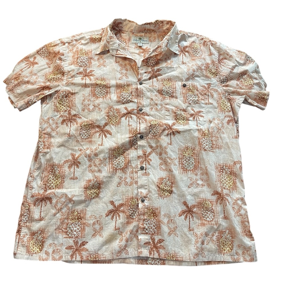 Island Shores Men's Hawaiian Shirt Size XX Large Orangeish Cream‎ Pineapple
